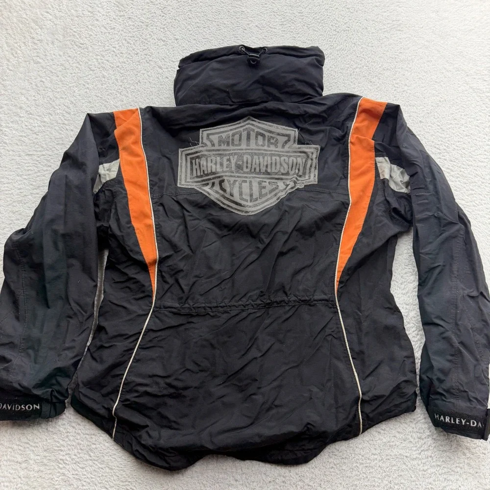 Harley-Davidson Mens Black Orange Ripstop Nylon Moto Jacket An American Legend M